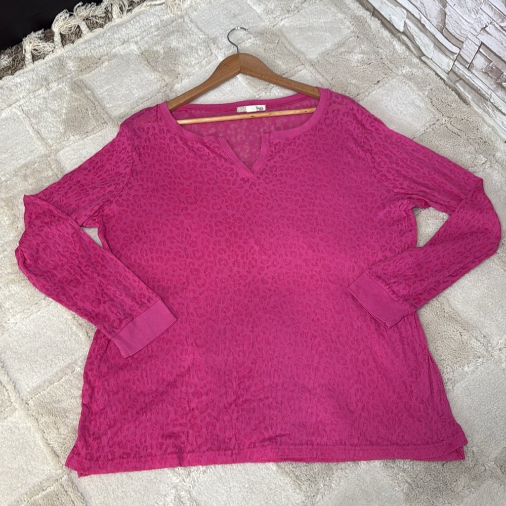 Derek Heart Plus 2X Women's Pink Long Sleeve Top